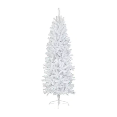 Northlight Slim Geneva White Spruce Artificial Green Lights 6 1/2 Foot Pre-lit Christmas Tree