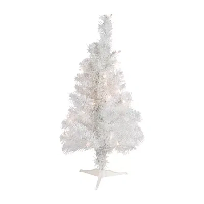 Northlight Slim Tinsel Artificial Clear Lights 2 Foot Pre-lit Christmas Tree In White
