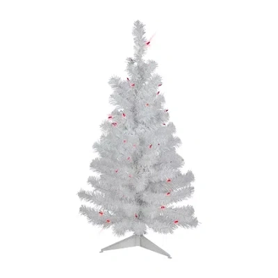 Northlight Slim White Artificial Pink Lights 3 Foot Pre-lit Pine Christmas Tree