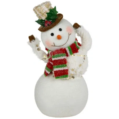 Northlight Smiling And Waving Snowman Christmas Figurine In White