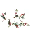 Northlight Snow Dusted Pine Cones Berries & Long Pine Needles Artificial Christmas Garland