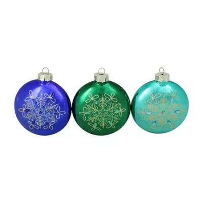 Northlight Snowflake Disc Glass 3-pc. Christmas Ornament In Multi