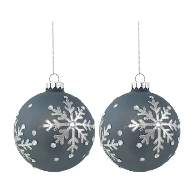 Northlight Snowflake Glass Ball 2-pc. Christmas Ornament In Blue