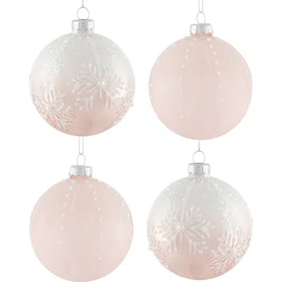 Northlight Snowflakes Glass Ball Christmas Ornaments In Pink