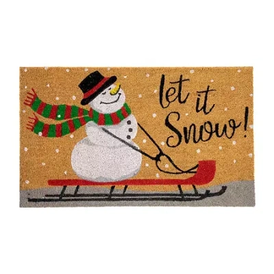 Northlight Snowman Let It Snow Coir Indoor Rectangular Doormat In Multi