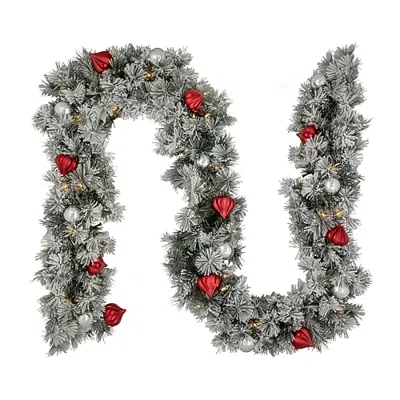 Northlight Snowy Bristle Pine Pre-lit Christmas Indoor Garland In Gray