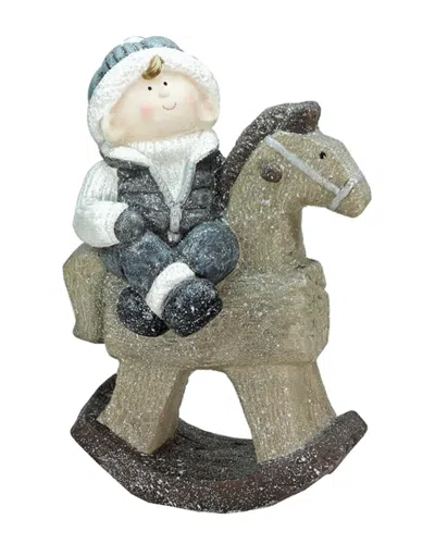 Northlight Sparkly Little Boy On Rocking Horse Decorative Christmas Tabletop Figure In Multi