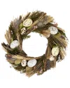 Northlight Speckled Eggs & Feathers Artificial Easter Wreath In Green