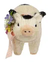 Northlight Spotted Piglet With Bow & Flowers Figurine In White