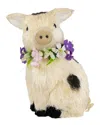 Northlight Spotted Sitting Piglet Rustic Figurine In Ivory