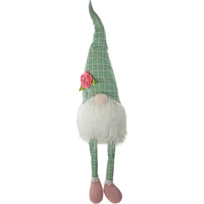 Northlight Spring Floral Plaid Gnome Figure With Dangling Legs In Multi