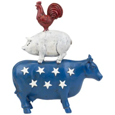 Northlight Stacked Patriotic Farm Animals Outdoor Garden Statue In Blue