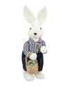 Northlight Standing Bunny With Basket Figure In White