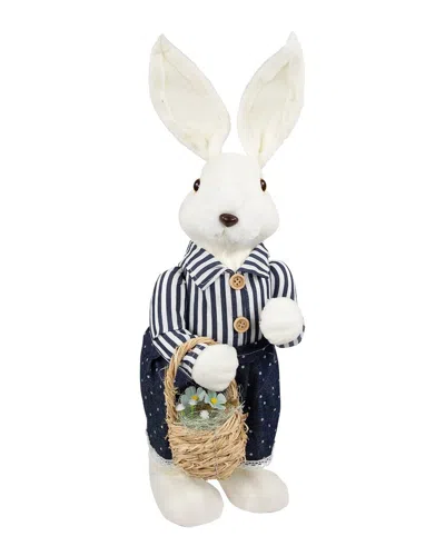 Northlight Standing Bunny With Basket Figure In White