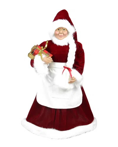 Northlight Standing Mrs. Claus With Braided Hair & Gifts Christmas Figure In Red