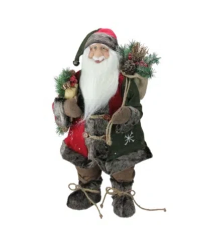 Northlight Standing Santa Claus Christmas Figurine With Snowflake Jacket In Brown