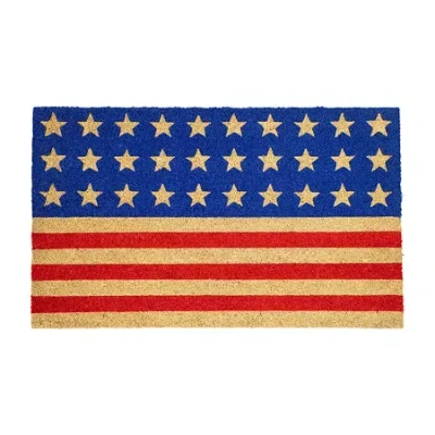 Northlight Stars And Stripes Coir Outdoor Star Indoor Rectangular Doormat In Multi