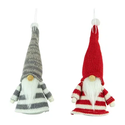 Northlight Striped Gnome Plush 2-pc. Christmas Ornament In Multi