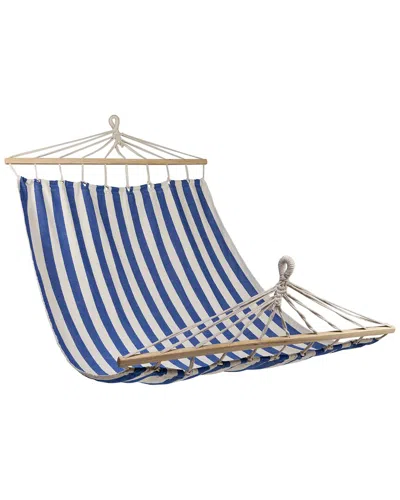 Northlight Striped Macrame Quilted 2-person Double Hammock In Blue