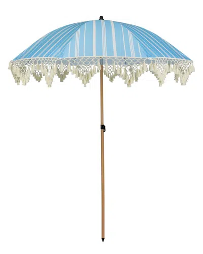 Northlight Striped Outdoor Beach Market Umbrella With Tilt In Blue