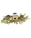 Northlight Sunflower And Pumpkins Fall Harvest Triple Candle Holder In Multi
