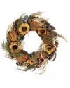 Northlight Sunflower & Straw Artificial Fall Harvest Wreath In Orange
