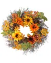 Northlight Sunflowers And Pine Cones Fall Artificial Thanksgiving Wreath Unlit, 24" In Orange