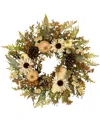Northlight Sunflowers And Pumpkins Artificial Fall Harvest Wreath In White