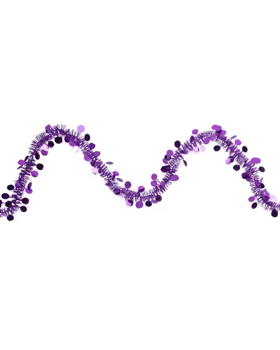 Northlight Tinsel & Polka Dot Commercial Christmas Garland In Purple