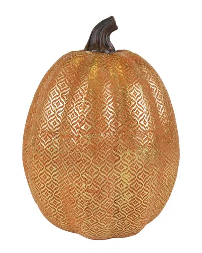 Northlight Touch Of Gold Textured Fall Harvest Pumpkin Decoration In Orange