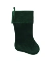 Northlight Traditional Solid Velvet Textured Hanging Christmas Stocking In Green