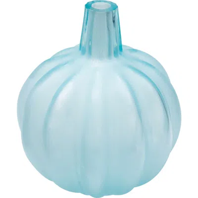 Northlight Transparent Glass Pumpkin Candle Holder In Blue