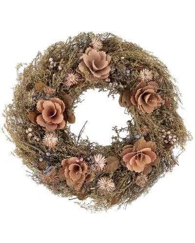 Northlight Twig & Floral Autumn Harvest Wreath In Orange