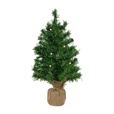 Northlight Two-tone Green Artificial In Burlap Clear Led Lights 1 1/2 Feet Pre-lit Pine Christmas Tree