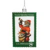 Northlight Usps Santa Stamp "twas The Night Before Christmas" Glass Christmas Ornament In Green