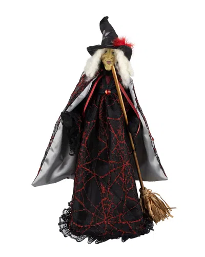 Northlight Victorian Style Witch With Broom Halloween Figure In Black