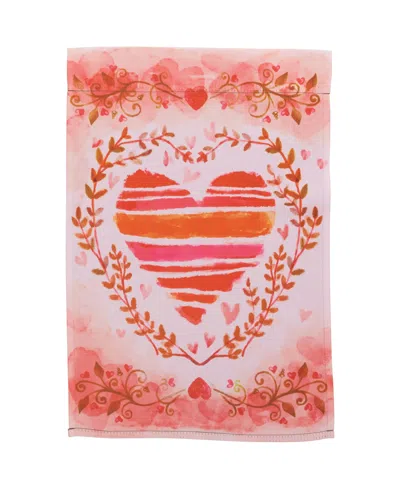 Northlight Watercolor Heart Valentine's Day Outdoor Garden Flag 12.5" X 18" In Red