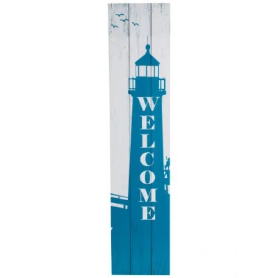 Northlight Weathered Lighthouse "welcome" Porch Board Sign Decoration In Blue