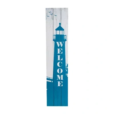 Northlight Weathered Lighthouse Welcome Porch Sign In Blue