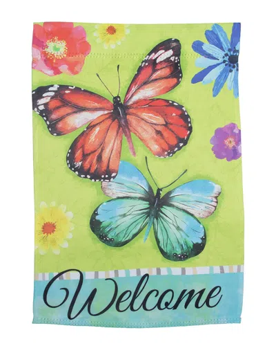 Northlight Welcome Butterflies Outdoor House Flag In Green