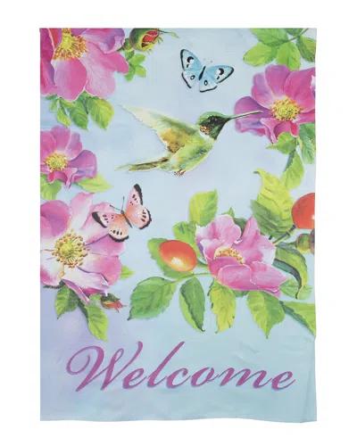 Northlight Welcome Hummingbird Floral Outdoor House Flag In Blue