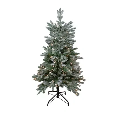 Northlight Whistler Noble Artificial Clear Lights 4 1/2 Foot Flocked Fir Christmas Tree In Green