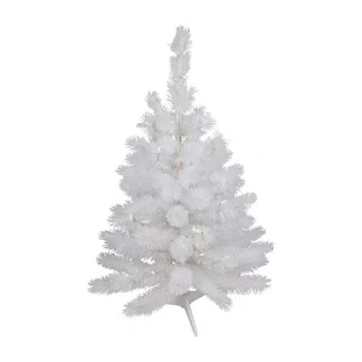 Northlight White Alaskan Artificial Warm White Led Lights 3 Foot Pre-lit Pine Christmas Tree