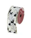 Northlight White And Black Playful Reindeer Wired Christmas Craft Ribbon 2.5" X 10 Yards In White