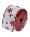Northlight White And Red Snowflakes Burlap Wired Christmas Craft Ribbon 2.5" X 10 Yards In White