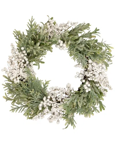 Northlight White Berry And Frosted Pine Christmas Wreath 28-in Unlit In Green