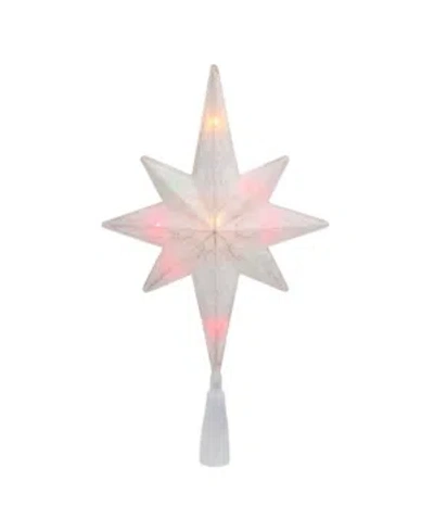 Northlight White Frosted Bethlehem Star With Gold Tone Scrolling Christmas Tree Topper In Clear