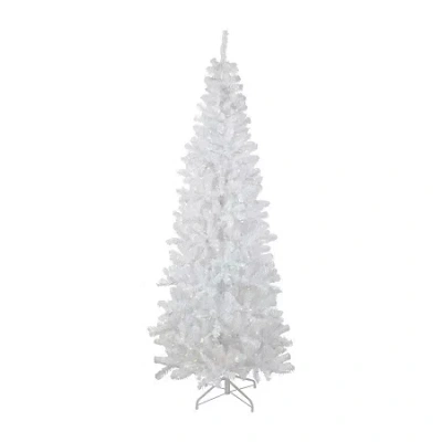 Northlight White Georgian Pencil Artificial Warm White Led Lights 7 1/2 Foot Pre-lit Pine Christmas Tree