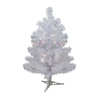 Northlight White Iridescent Pine With Clear Lights 2 Foot Pre-lit Pine Christmas Tree