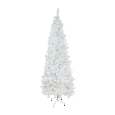 NORTHLIGHT WHITE PENCIL ARTIFICIAL WARM WHITE LED LIGHTS 7 1/2 FOOT PRE-LIT PINE CHRISTMAS TREE